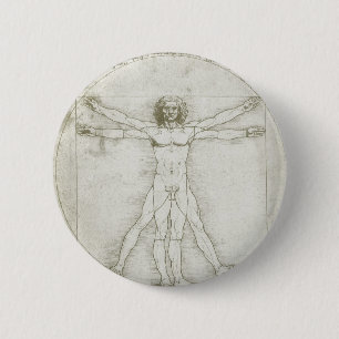 Bóton Redondo 5.08cm Homem Vitruviano de Leonardo da Vinci