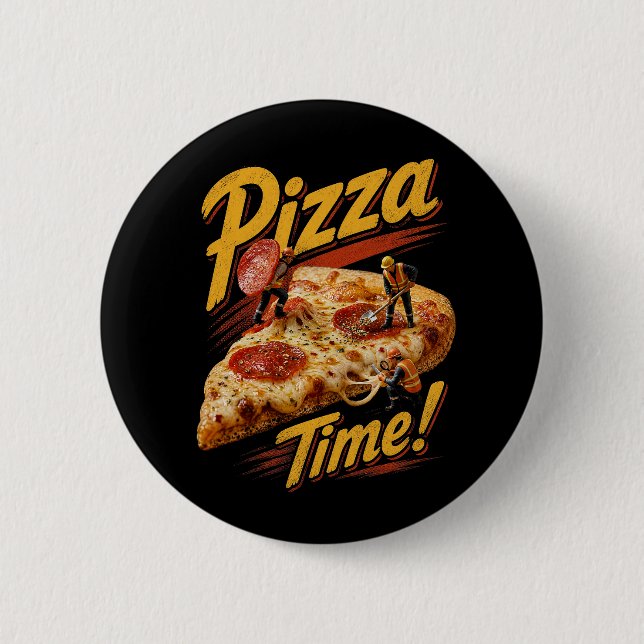 Bóton Redondo 5.08cm Hora da Pizza! (Frente)