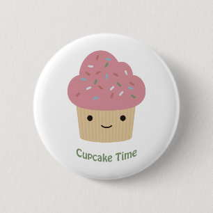 Bóton Redondo 5.08cm Hora do cupcake! Cupcake rosa-claro