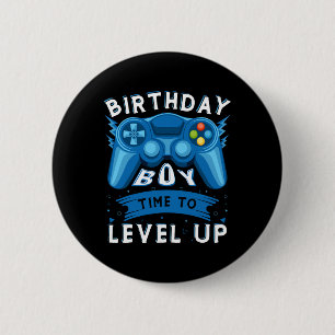 Bóton Redondo 5.08cm Hora do Menino Subir de Nível Vídeo Game Aniversár