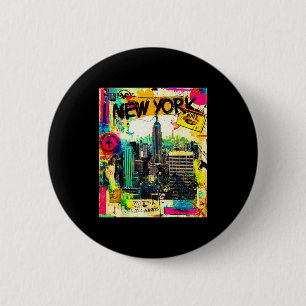Bóton Redondo 5.08cm Horizonte de Nova York punk grunge vintage retrô g