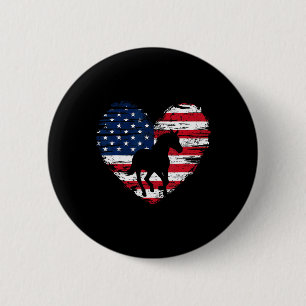 Bóton Redondo 5.08cm Horse American Flag Heart 4 De Julho Usa Patrioti