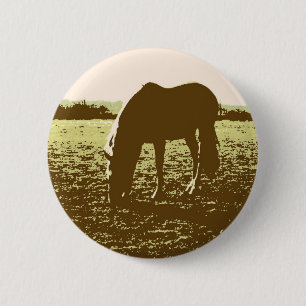 Bóton Redondo 5.08cm Horse Grazing Pop Art