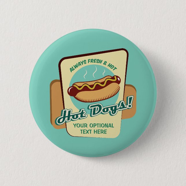 Bóton Redondo 5.08cm Hot Dog de Texto Personalizado (Frente)