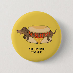 Bóton Redondo 5.08cm Hot Dog de Texto Personalizado