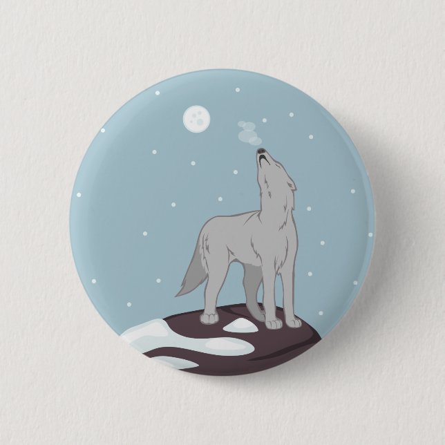 Bóton Redondo 5.08cm Howling Artic Wolf (Frente)