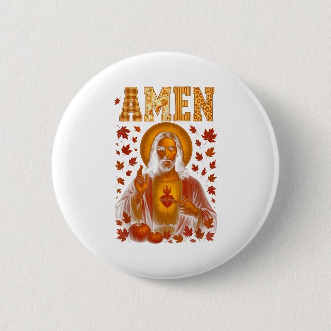 Bóton Redondo 5.08cm Hugvyn Amen Fall Jesus Christian Bible Verses Than (Frente)
