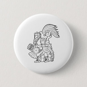 Bóton Redondo 5.08cm Huitzilopochtli Asttec Deus Asttec Mitologia Mayan