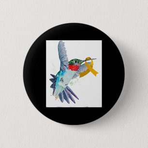 Bóton Redondo 5.08cm Hummingbird e Cancer de infância Dourado da Faixa 