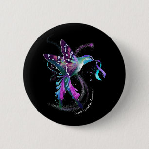Bóton Redondo 5.08cm Hummingbird Roxo Azul Fita Suicídio