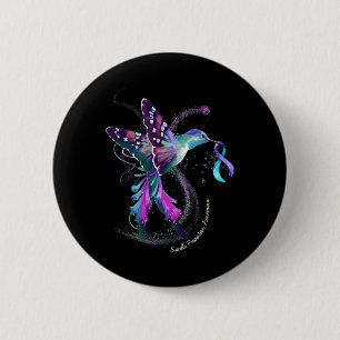Bóton Redondo 5.08cm Hummingbird Roxo Azul Fita Suicídio