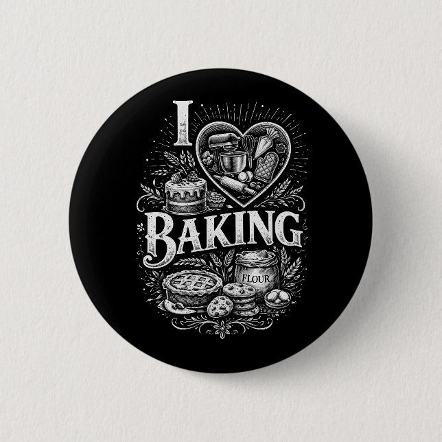 Bóton Redondo 5.08cm I Heart Baking (Frente)