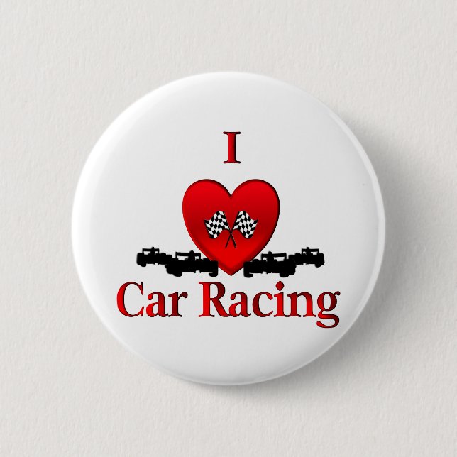Bóton Redondo 5.08cm I Heart Car Racing (Frente)