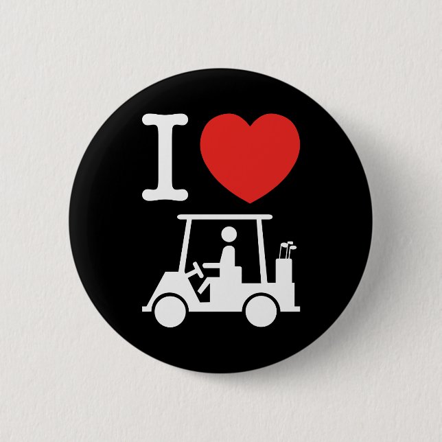 Bóton Redondo 5.08cm I Heart (Love) Golf Cart (Frente)