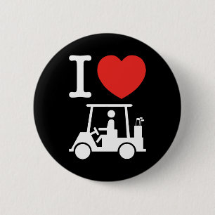 Bóton Redondo 5.08cm I Heart (Love) Golf Cart