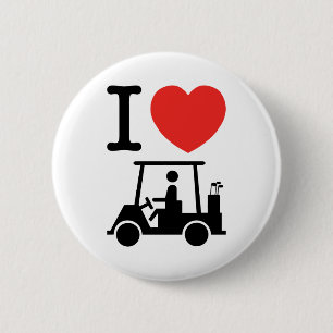 Bóton Redondo 5.08cm I Heart (Love) Golf Cart