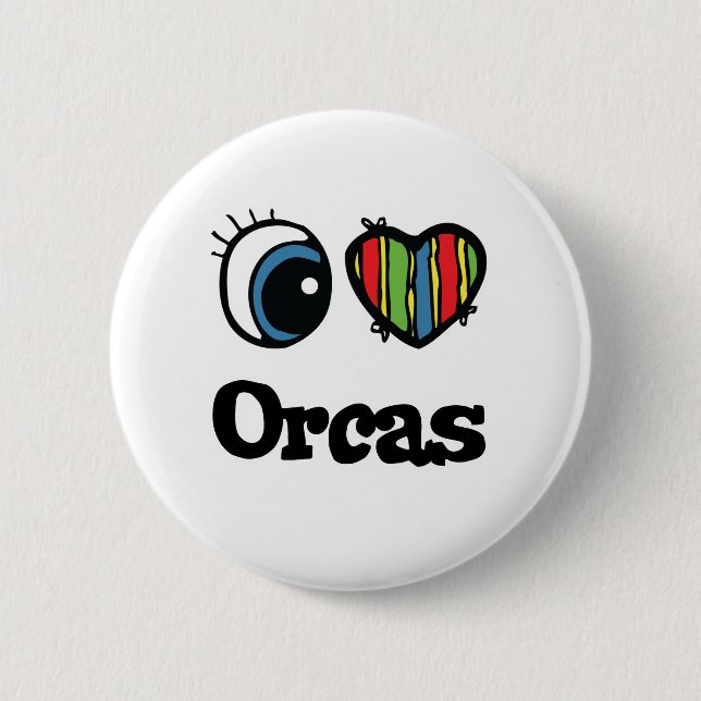 Bóton Redondo 5.08cm I Love (Heart) Orcas (Frente)