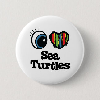 Bóton Redondo 5.08cm I Love (Heart) Sea Turtles