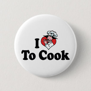 Bóton Redondo 5.08cm I Love Heart To Cook - Chef Baker Cooking Lover