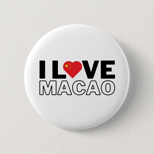 Bóton Redondo 5.08cm I LOVE MACAU - For real Macanese! (Frente)