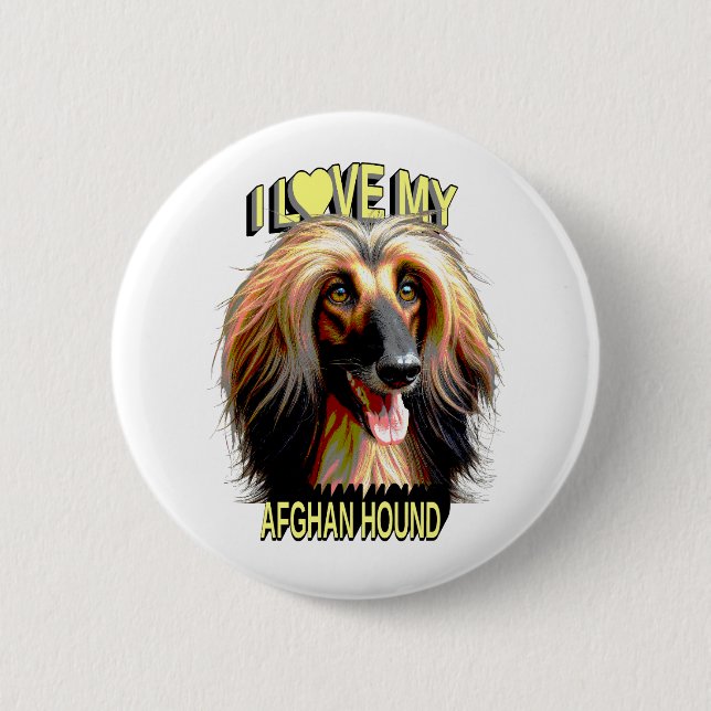 Bóton Redondo 5.08cm I Love My Afghan Hound – Elegant Dog Lover Design (Frente)