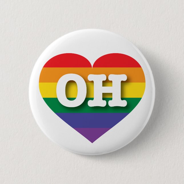 Bóton Redondo 5.08cm I love Ohio Gay Pride Rainbow Heart (Frente)