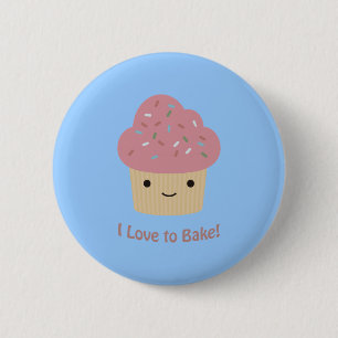 Bóton Redondo 5.08cm I love to Bake! Cute Cupcake