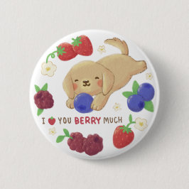 Bóton Redondo 5.08cm I Love You Berry Much: Cute Dog with Berries