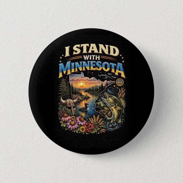 Bóton Redondo 5.08cm I Stand With Minnesota (Frente)