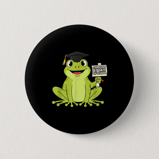 Bóton Redondo 5.08cm I Survived 67 Days Of School Funny 67 Teachers Stu (Frente)