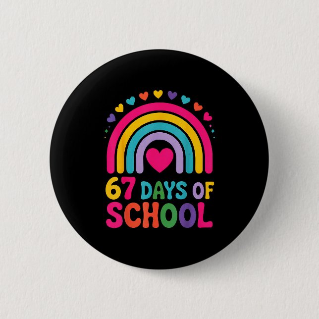 Bóton Redondo 5.08cm I Survived 67 Days Of School Tie Die Rainbow Lover (Frente)