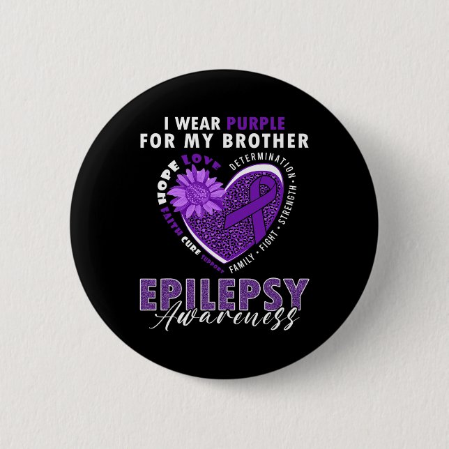 Bóton Redondo 5.08cm I Wear Purple For My Brother Epilepsy Awareness Su (Frente)