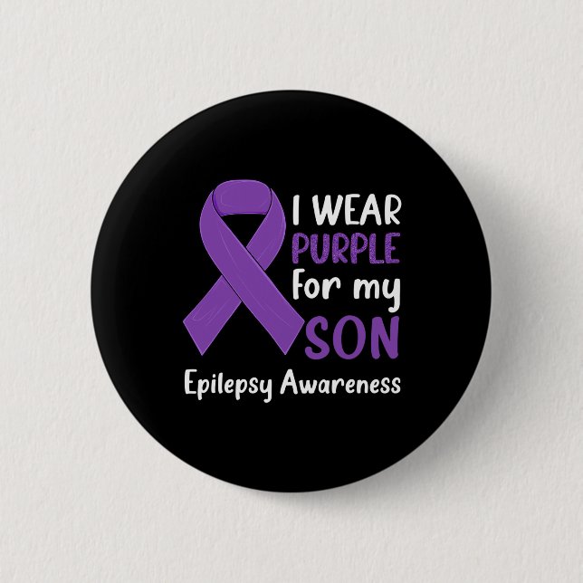 Bóton Redondo 5.08cm I Wear Purple For My Son Epilepsy Awareness Epilep (Frente)