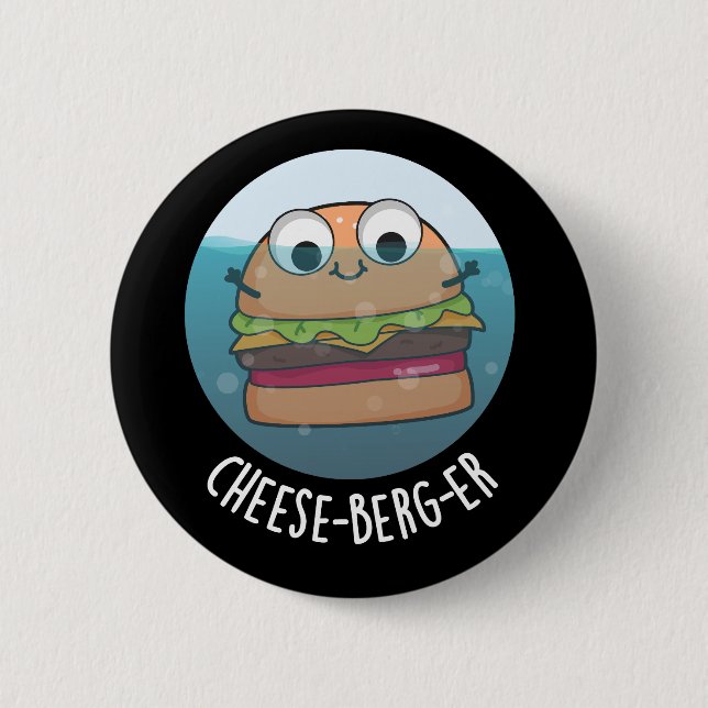 Bóton Redondo 5.08cm Ice-berg-er Funny Cheeseburger Pun Dark BG (Frente)
