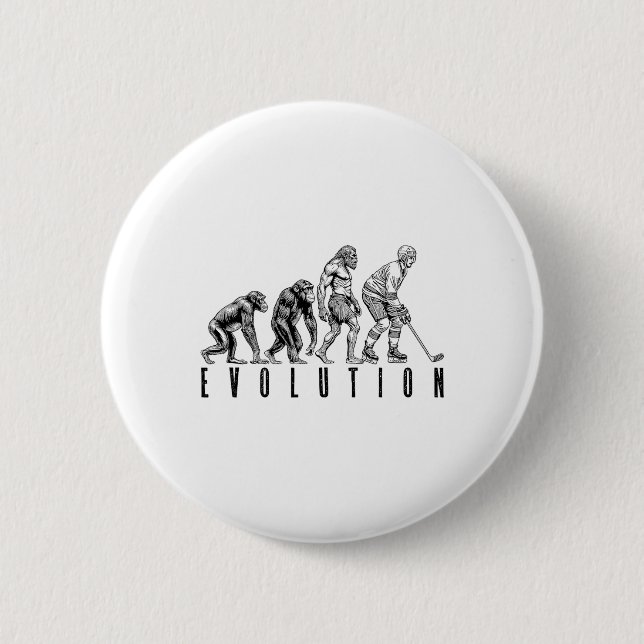 Bóton Redondo 5.08cm Ice Hockey Player Evolution Funny Man Ape Caveman  (Frente)