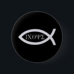 Bóton Redondo 5.08cm Ichthus - Christian Fish Symbol<br><div class="desc">O Ichthus ou símbolo de peixe foi usado pelos primeiros cristãos para se identificarem como seguidores do Cristo de Jesus e expressarem sua afinidade com o cristianismo</div>
