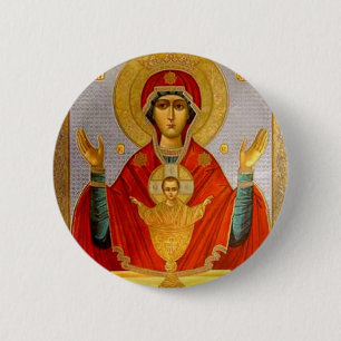 Bóton Redondo 5.08cm ícone religioso mary santamente e criança