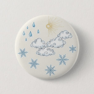 Bóton Redondo 5.08cm Ícones de Clima Caprichosos – Sol Nuvens Chuva e N