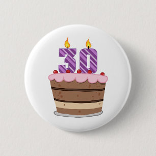 Bóton Redondo 5.08cm Idade 30 no bolo de aniversário