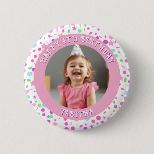 Bóton Redondo 5.08cm Idade Personalizada, Nome e Foto Aniversário