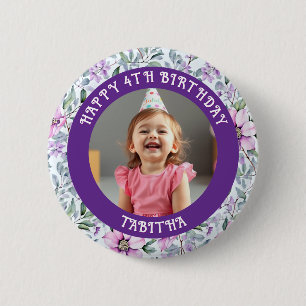 Bóton Redondo 5.08cm Idade Personalizada, Nome e Foto Aniversário