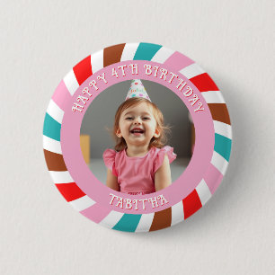 Bóton Redondo 5.08cm Idade Personalizada, Nome e Foto Aniversário