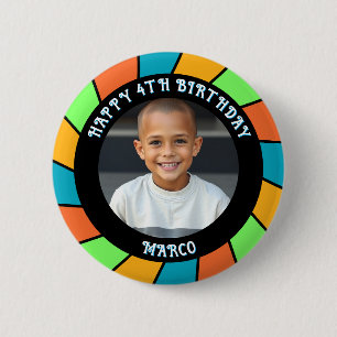 Bóton Redondo 5.08cm Idade Personalizada, Nome e Foto Aniversário