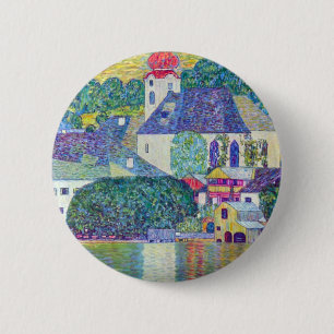 Bóton Redondo 5.08cm Igreja do St. Wolfgang por Gustavo Klimt, arte do