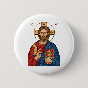 Bóton Redondo 5.08cm Igreja Ortodoxa do Cristo Senhor Jesus da Europa O