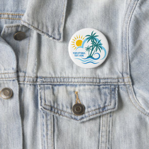 Bóton Redondo 5.08cm Ilhas Tropicais de Texto Personalizado