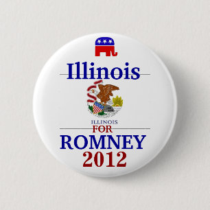 Bóton Redondo 5.08cm Illinois para Romney 2012