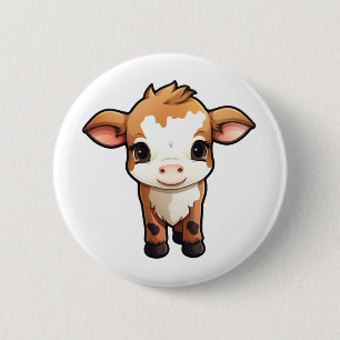 Bóton Redondo 5.08cm Ilustração da vaca de desenho animado