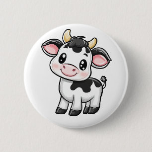 Bóton Redondo 5.08cm Ilustração da vaca de desenho animado