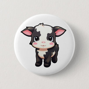 Bóton Redondo 5.08cm Ilustração da vaca de desenho animado
